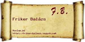 Friker Balázs névjegykártya